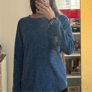 Women's Blue And Purple Long Sleeve Top